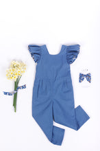 Load image into Gallery viewer, Amelia Linen Dungarees- Blue Sky
